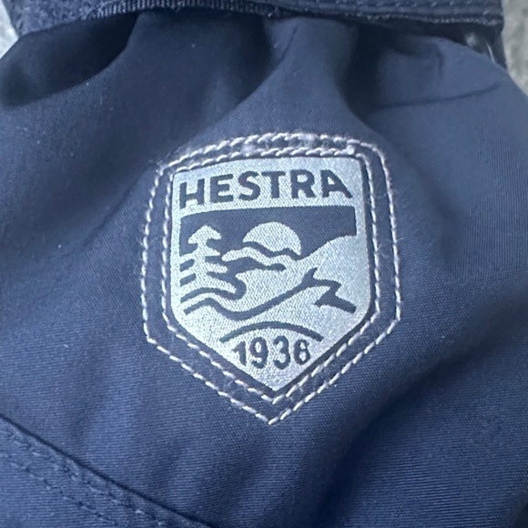 Kids Hestra Black Mittens with Blue Accents - Picture 4 of 4